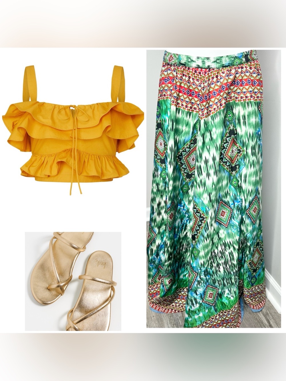 Mix nouveau Green Printed Maxi Skirt with Ethnic Motif - small